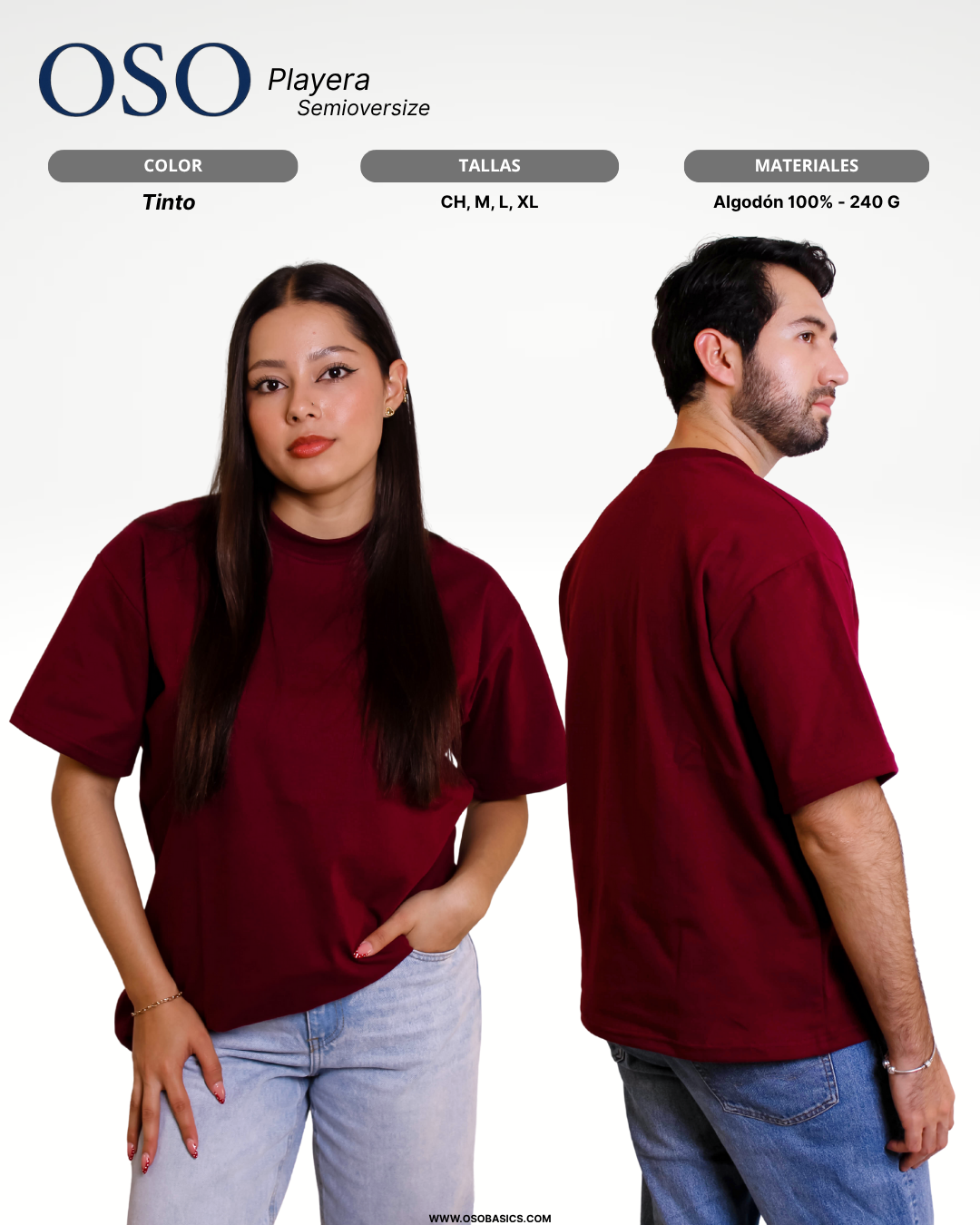 Playera Semioversize Tinto Unisex 240GSM | 100% Algodón Premium