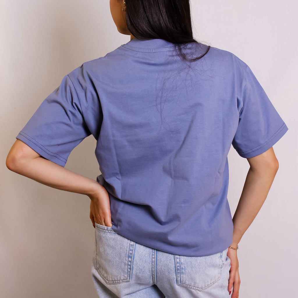 Playera Semioversize Azul Acero Unisex 240GSM | 100% Algodón Premium