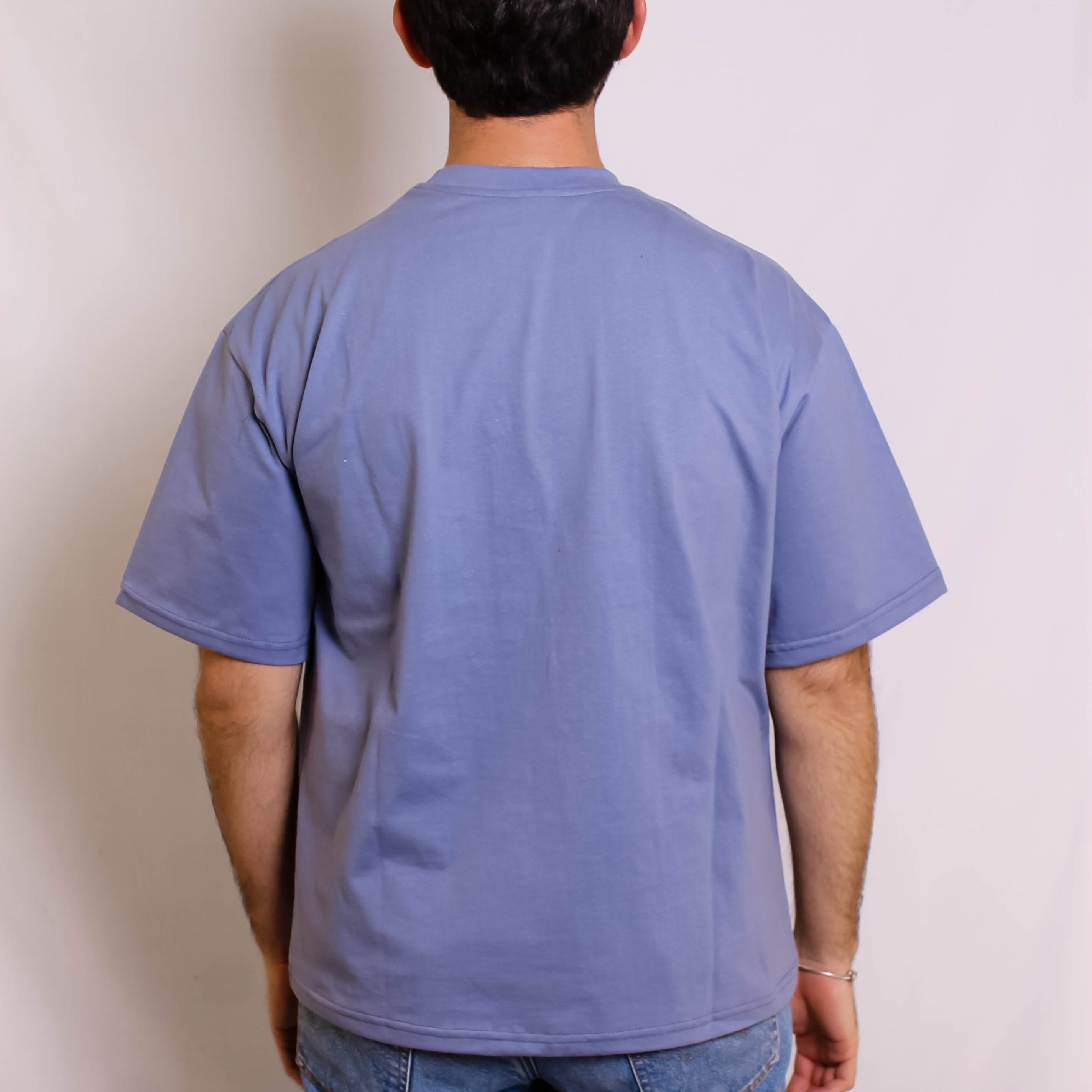 Playera Semioversize Azul Acero Unisex 240GSM | 100% Algodón Premium