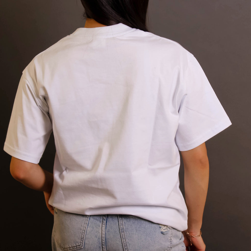 Playera Semioversize Blanco Unisex 240GSM | 100% Algodón Premium