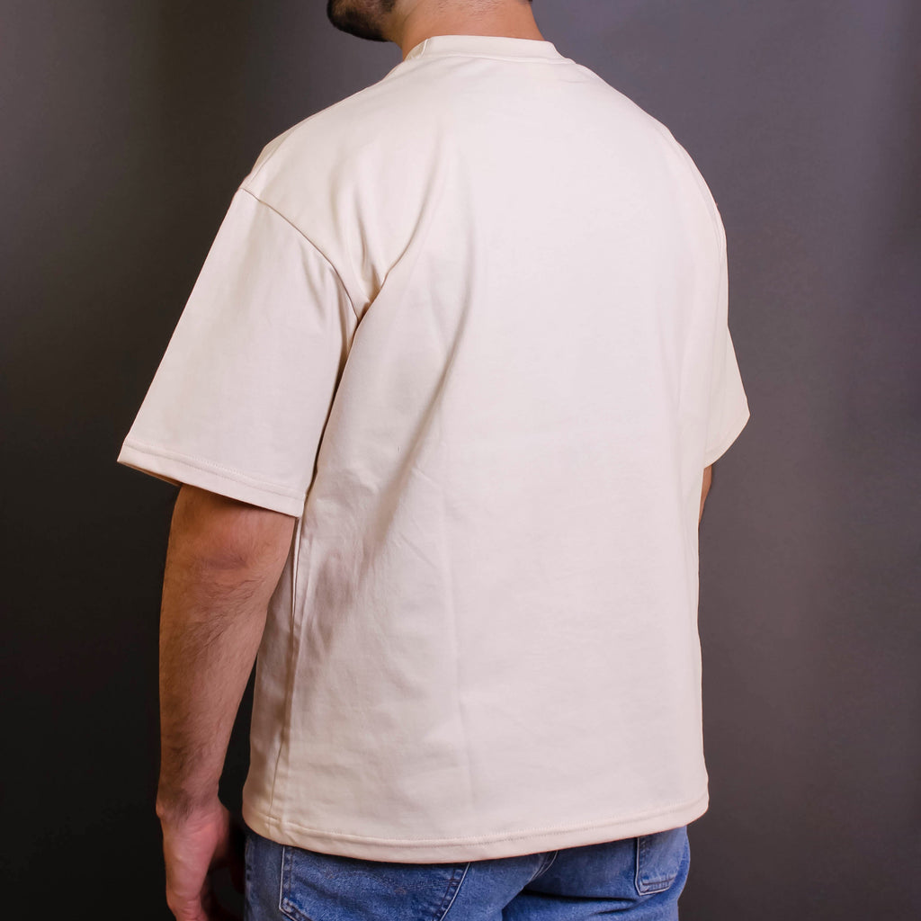 Playera Semioversize Crema Unisex 240GSM | 100% Algodón Premium