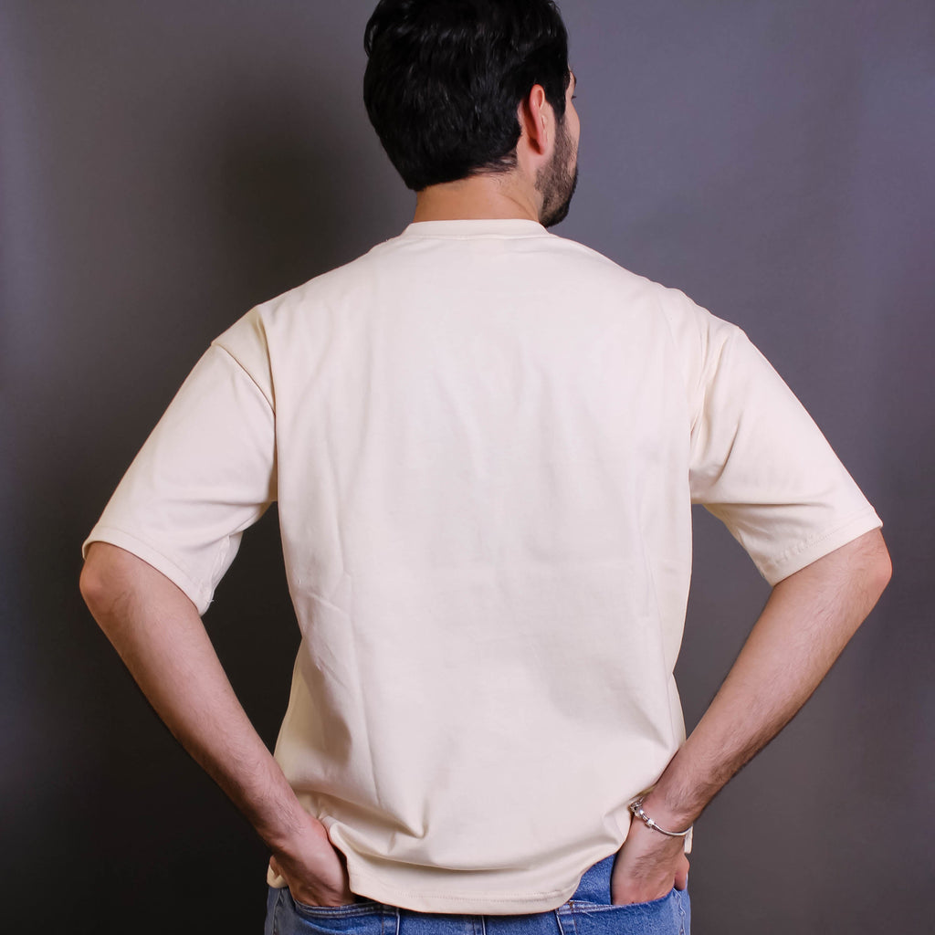 Playera Semioversize Crema Unisex 240GSM | 100% Algodón Premium