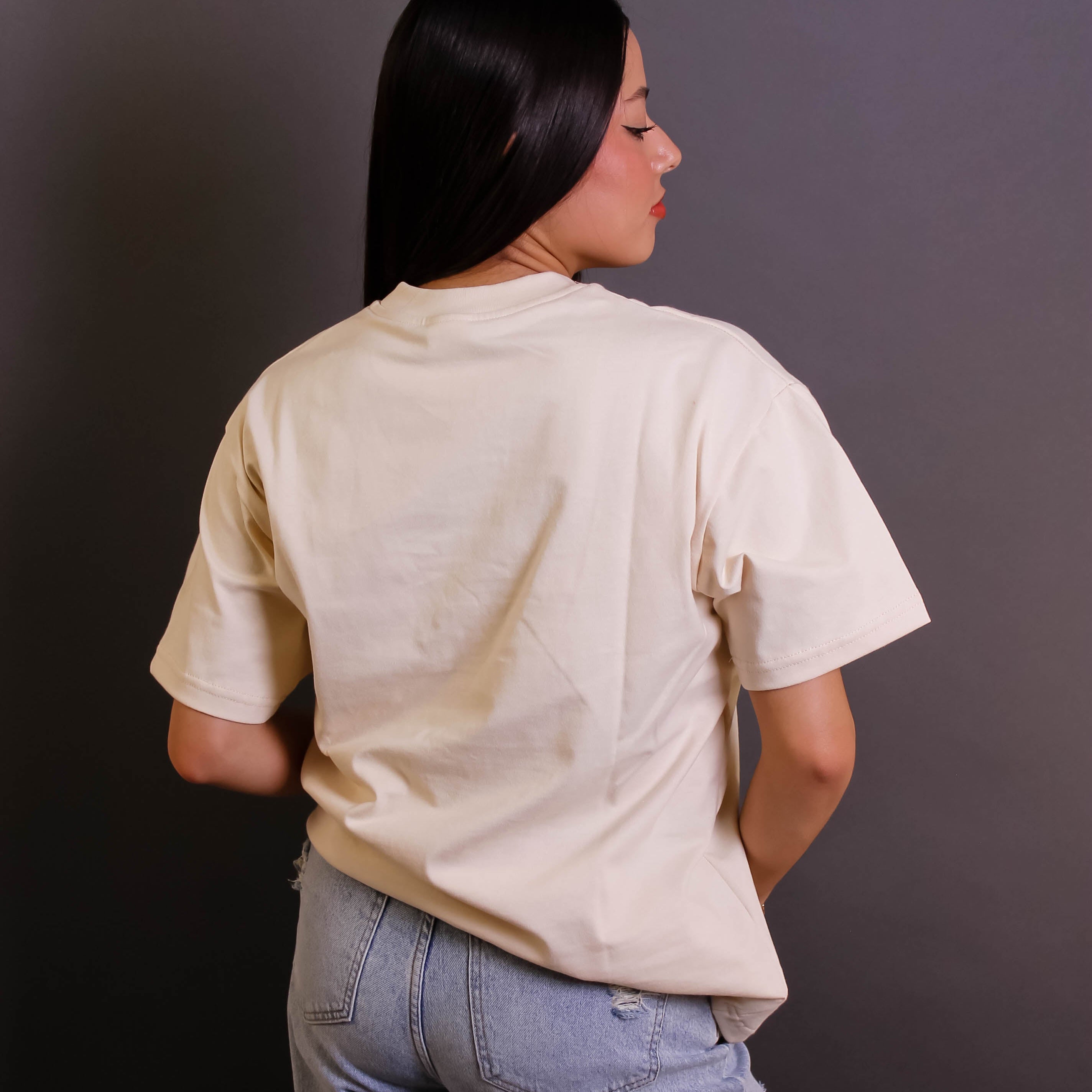 Playera Semioversize Crema Unisex 240GSM | 100% Algodón Premium