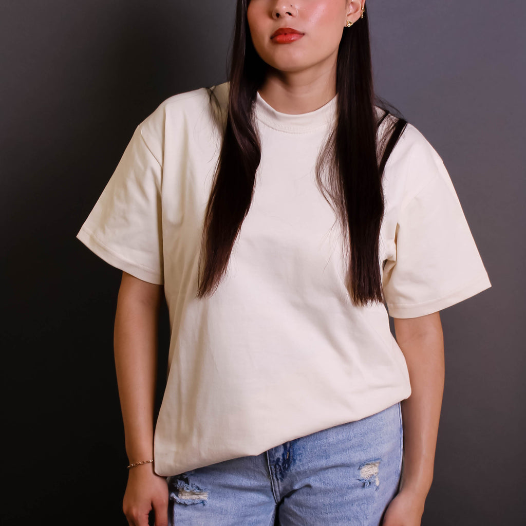 Playera Semioversize Crema Unisex 240GSM | 100% Algodón Premium