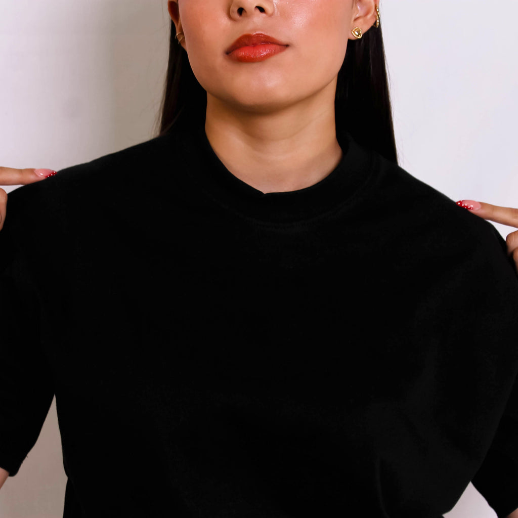 Playera Semioversize Negro Unisex 240GSM | 100% Algodón Premium