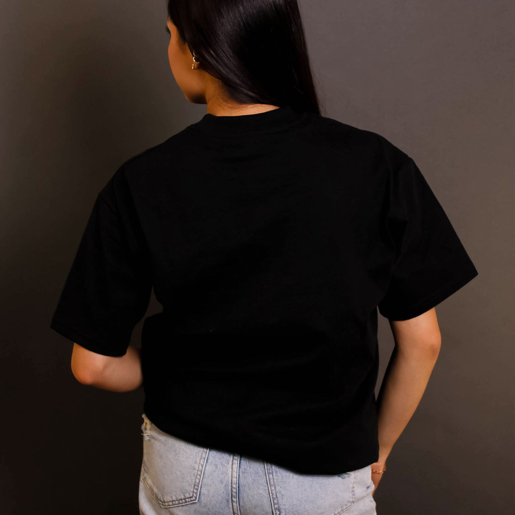 Playera Semioversize Negro Unisex 240GSM | 100% Algodón Premium