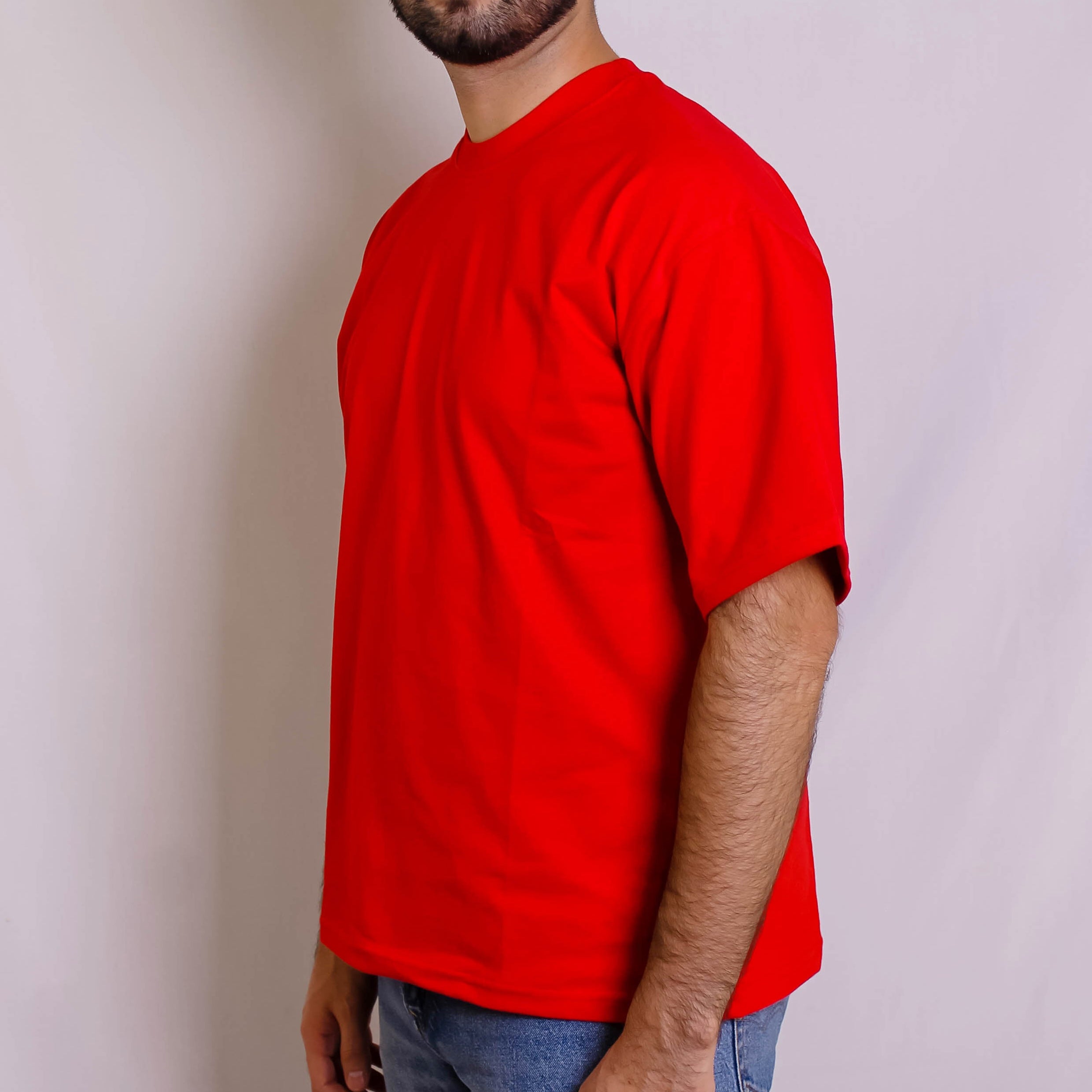 Playera Semioversize Rojo Unisex 240GSM | 100% Algodón Premium