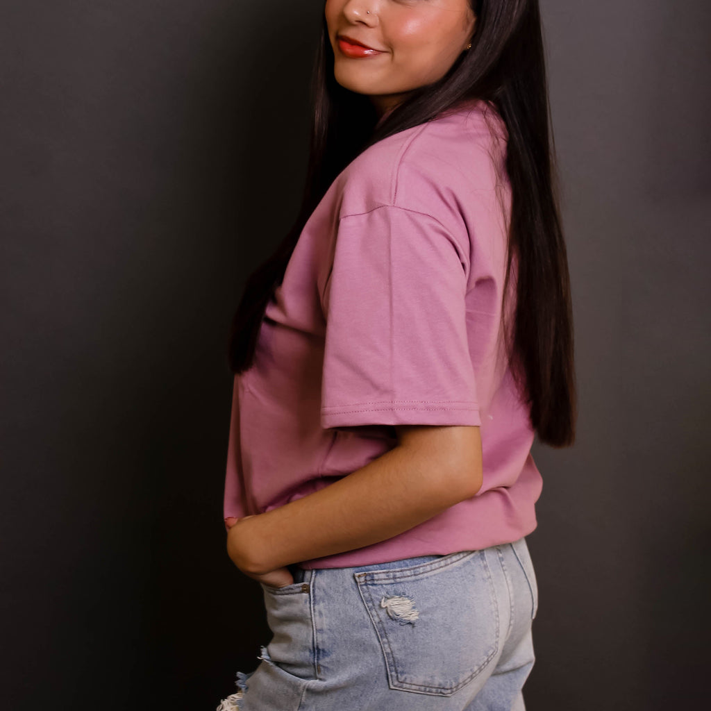 Playera Semioversize Rosa Viejo Unisex 240GSM | 100% Algodón Premium