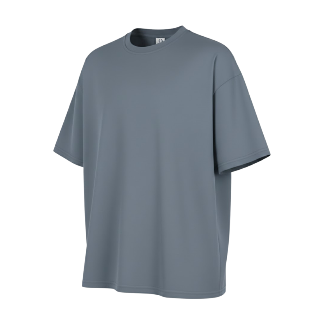 Playera Semioversize Azul Acero Unisex 240GSM | 100% Algodón Premium