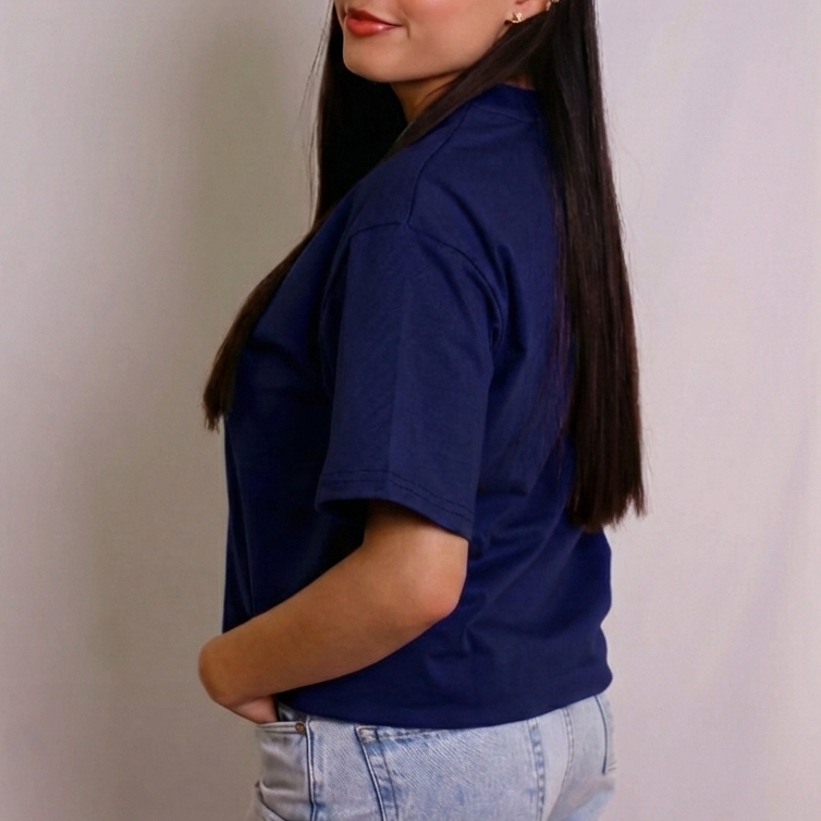 Playera Semioversize Azul Marino Unisex 240GSM | 100% Algodón Premium